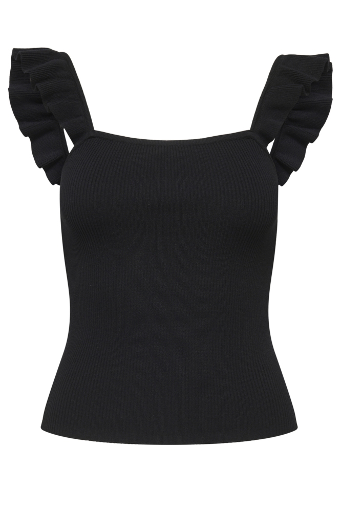 JDYNANNA S/L SQUARE NECK FRILL TOP 15351809 BLACK